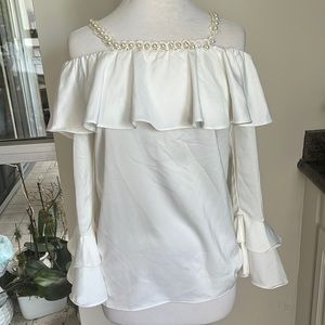 Blouse with Faux Pearls